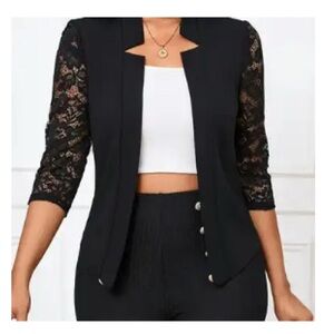 Elegant Black Lace Sleeve Women's Jacket